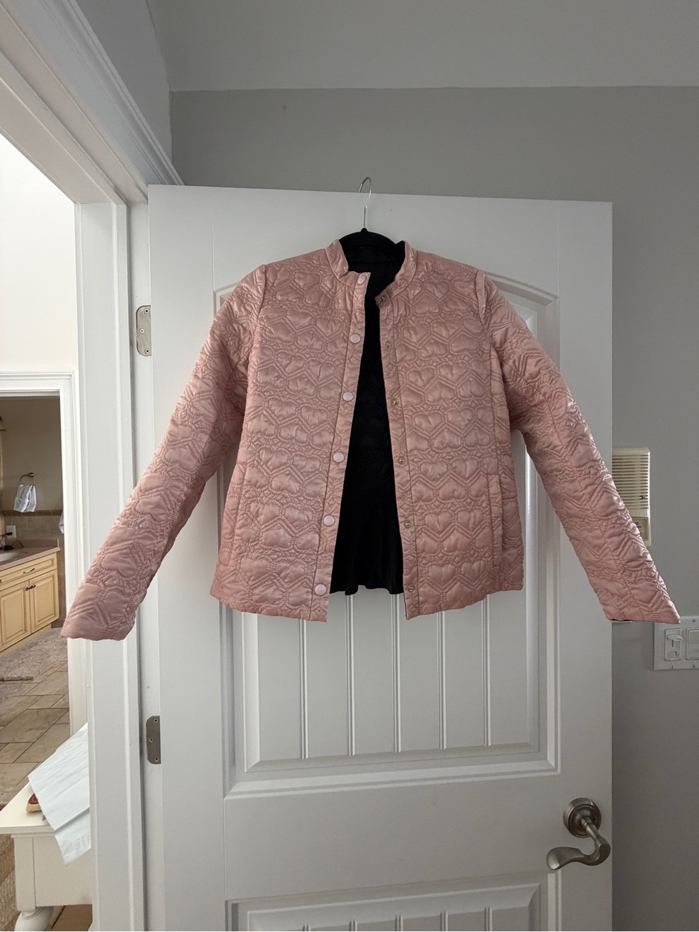 kate spade Black reversible pink heart Quilted Jacket size xxs 0 xs
